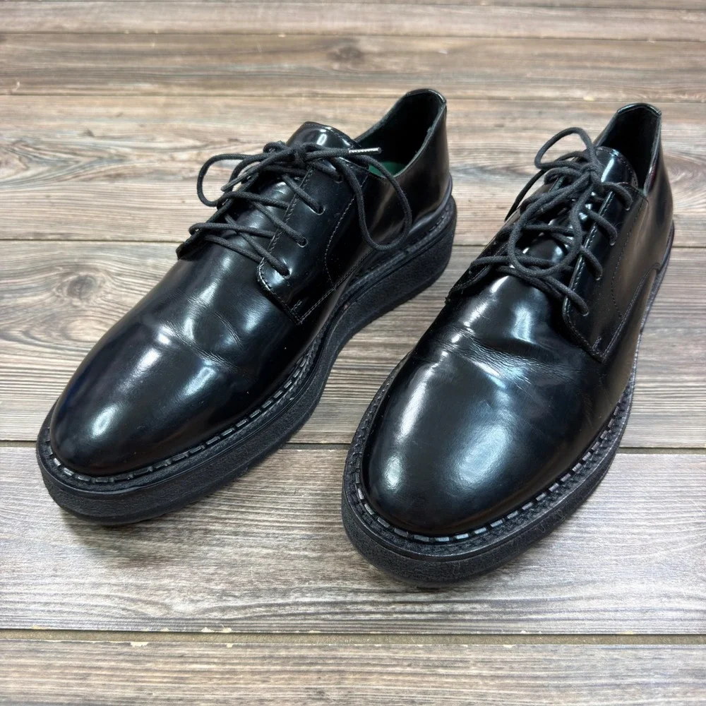 John Elliott Mens EU 43 US 10 Derby Creeper Shoes Black Leather Chunky Italy